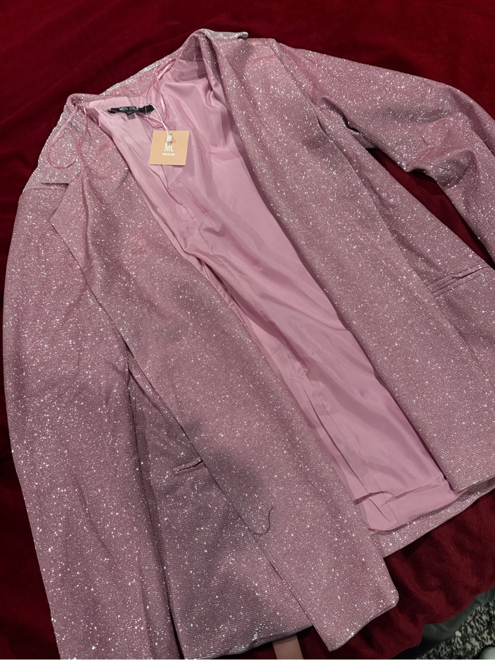 Sparkle Metallic Pink Women's Blazer Jacket